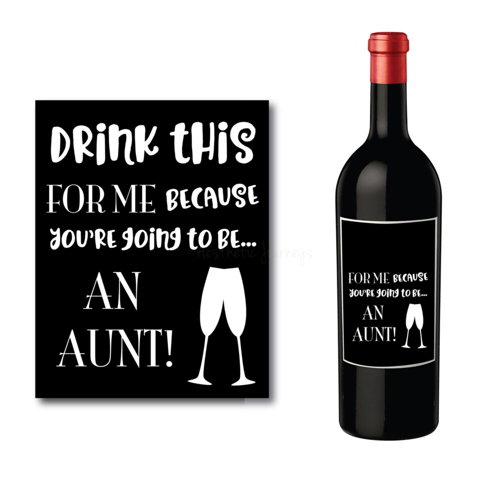 Wine Bottle Label for New Aunt