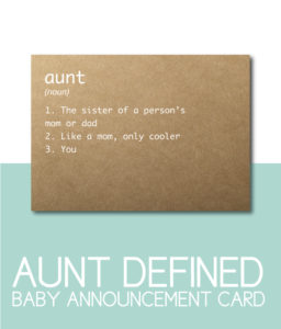 Aunt Defined Baby Announcement Card