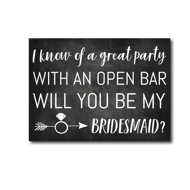 Open Bar Bridesmaid Ask Card