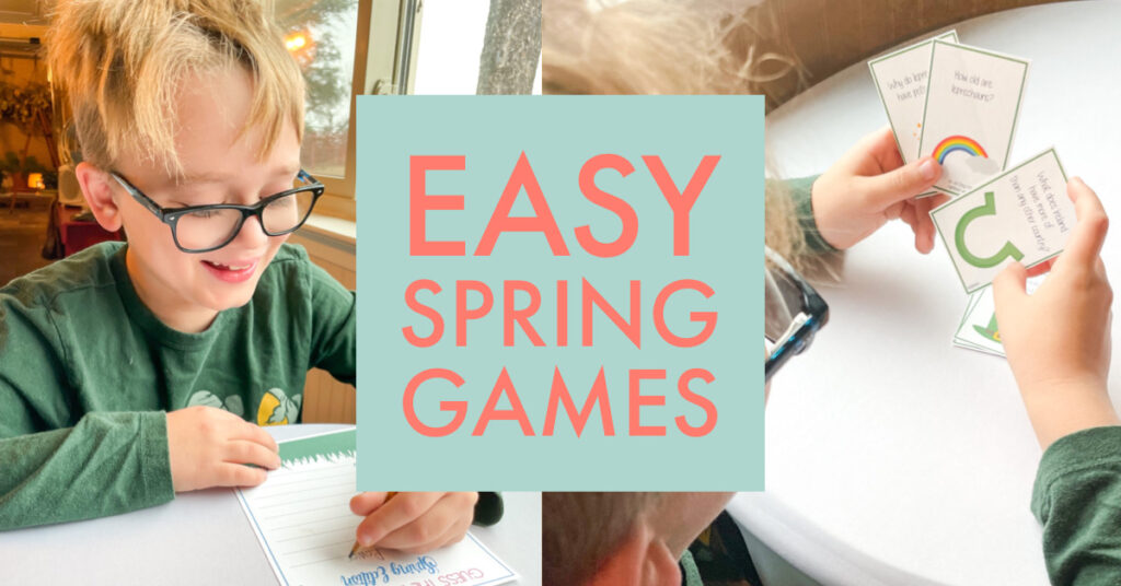 kids games for spring with cute boy playing
