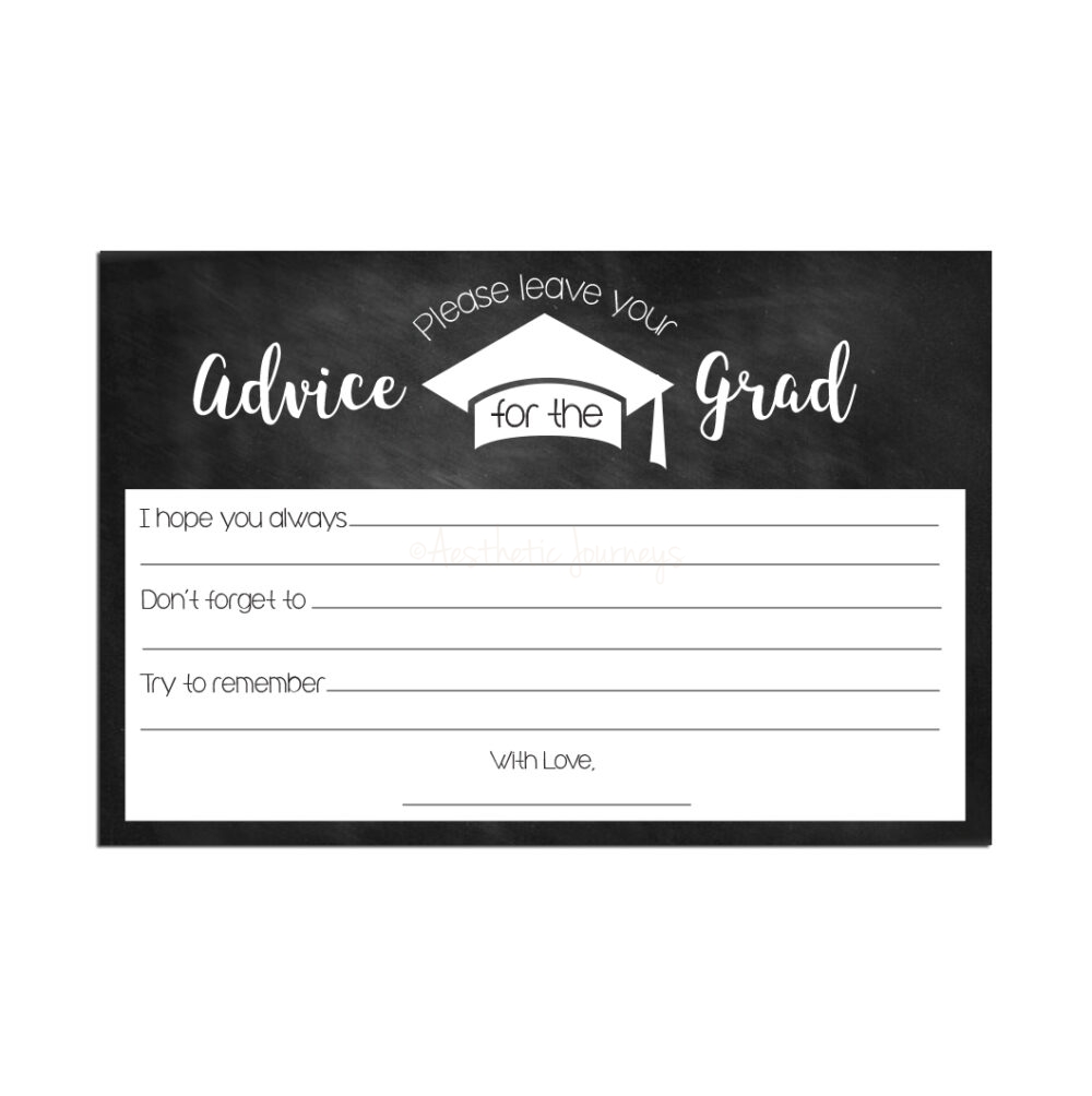 Chalkboard Graduation Advice Cards on white background