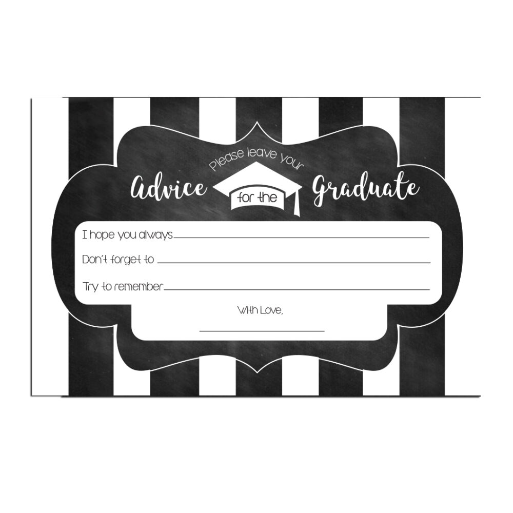 Chalkboard Striped Graduation Advice Cards