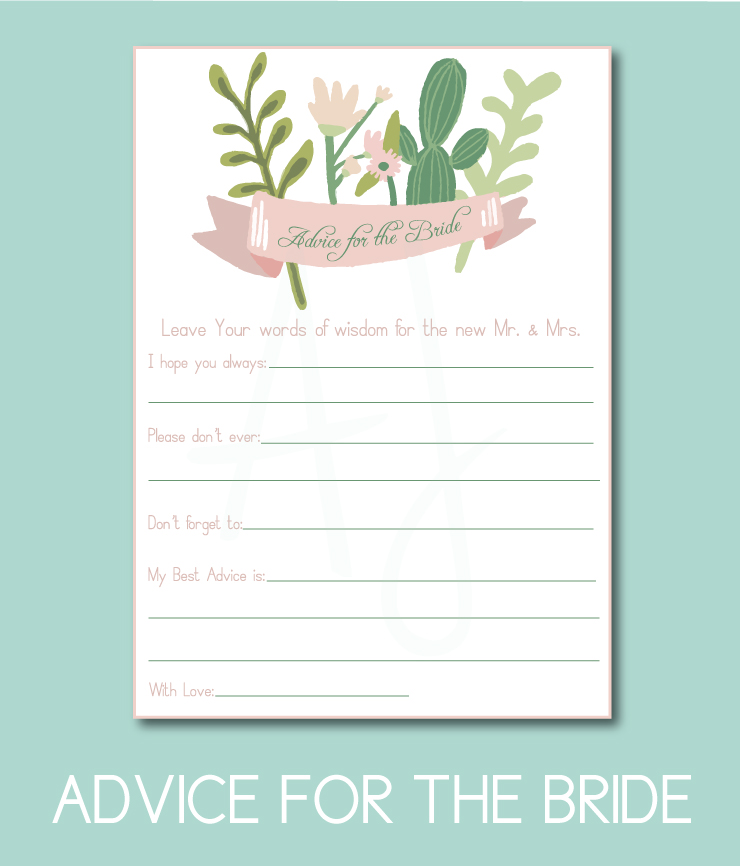 Advice for the Bride Game for the wedding shower