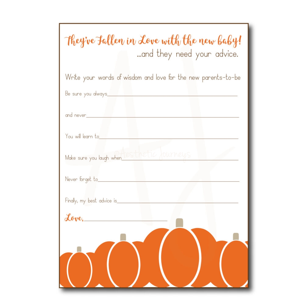 Pumpkin Themed Baby Advice Cards