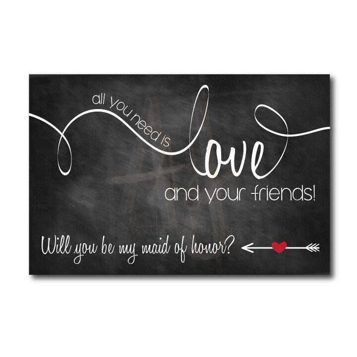Chalkboard Maid of Honor Ask Card