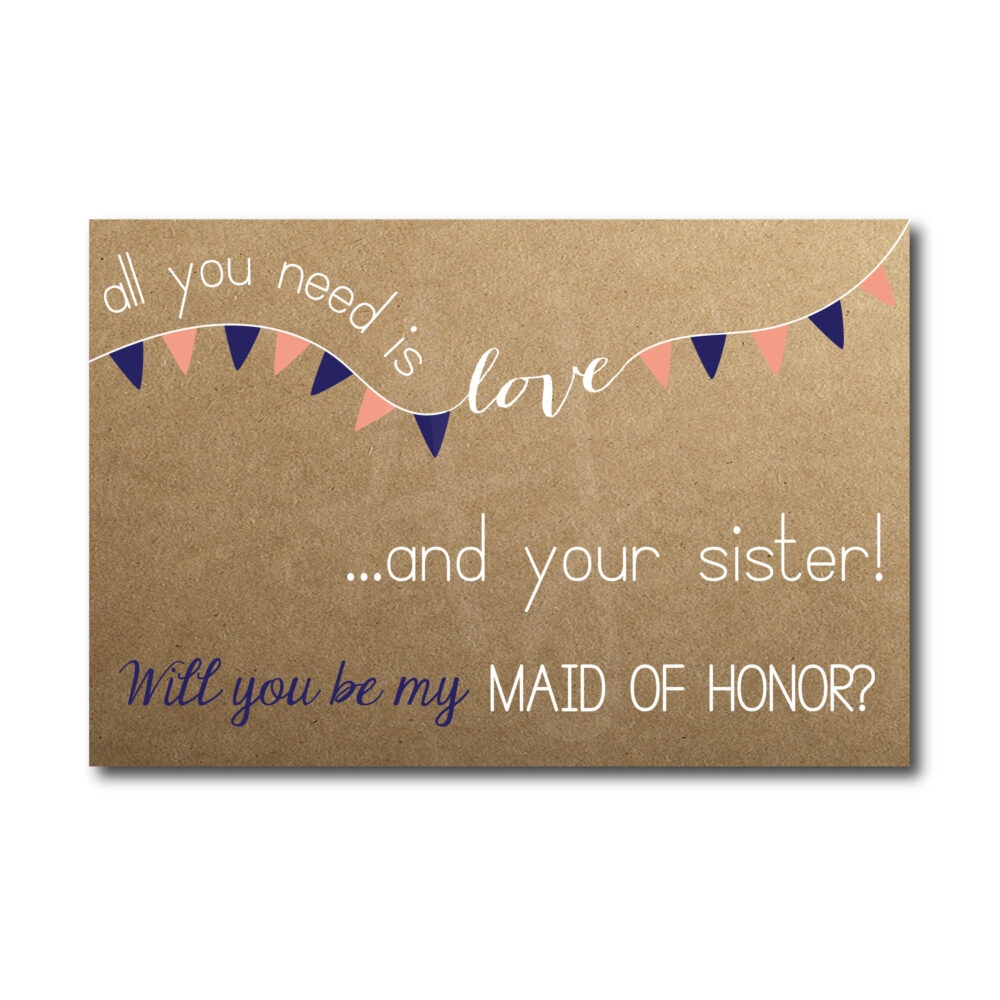 Rustic Maid of Honor Card for Sister