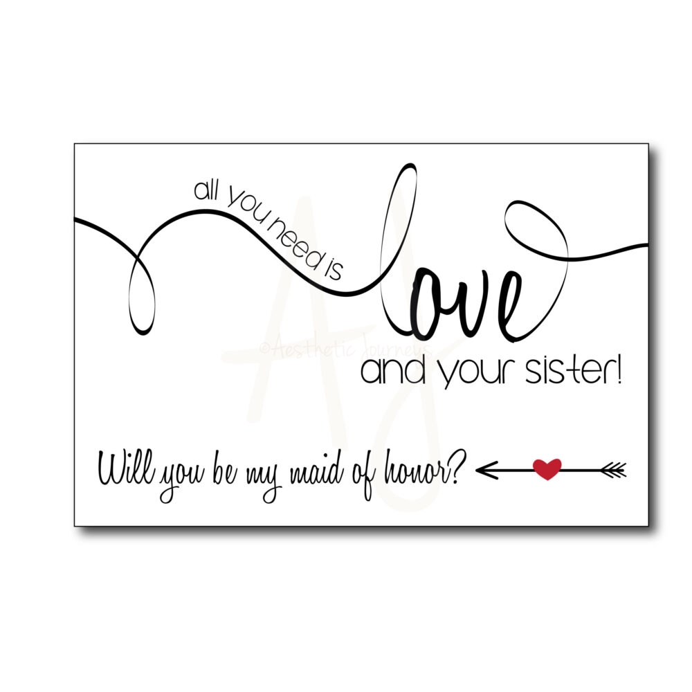 Simple Maid of Honor Card for Sister