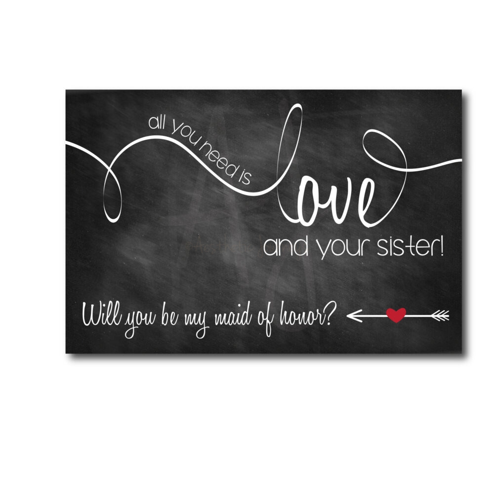 Chalkboard Maid of Honor Card for Sister