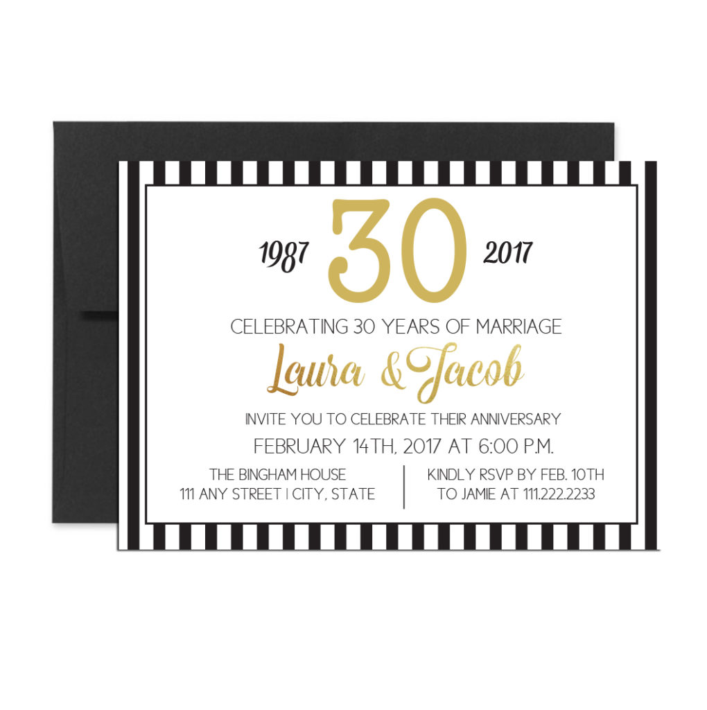 Black Striped Anniversary Invite