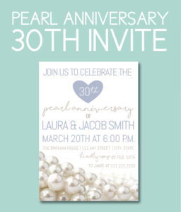 Pearl Themed Invite for 30th Anniversary