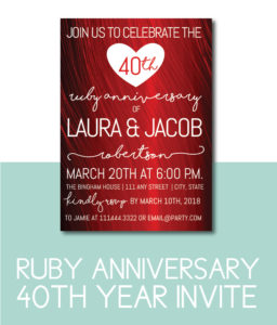 Ruby Invite for 40th Anniversary