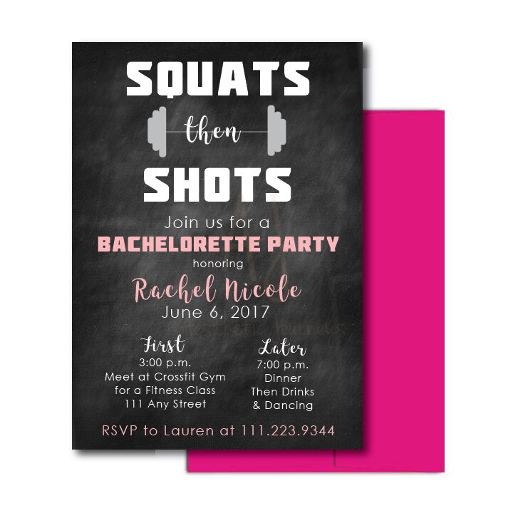 Fitness Themed Bachelorette Invite