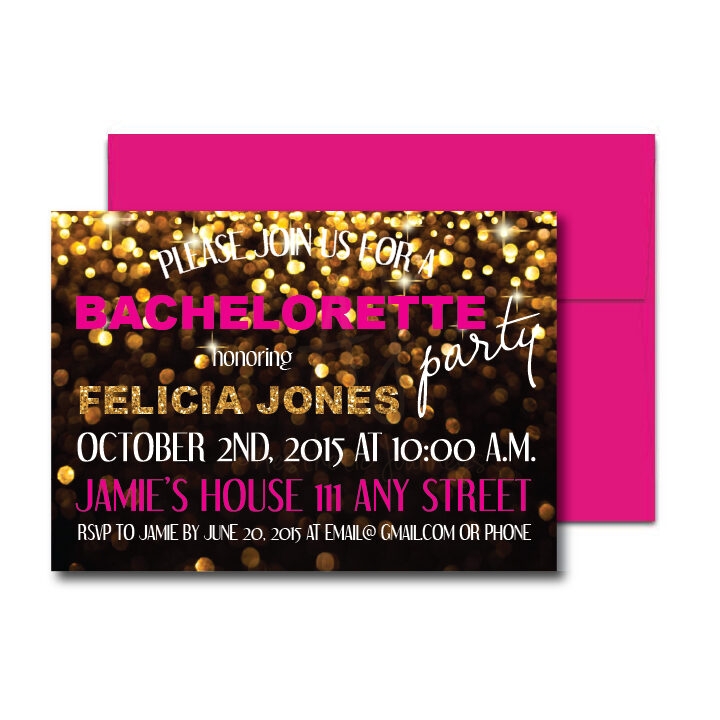 Gold Sparkle Bachelorette Invite