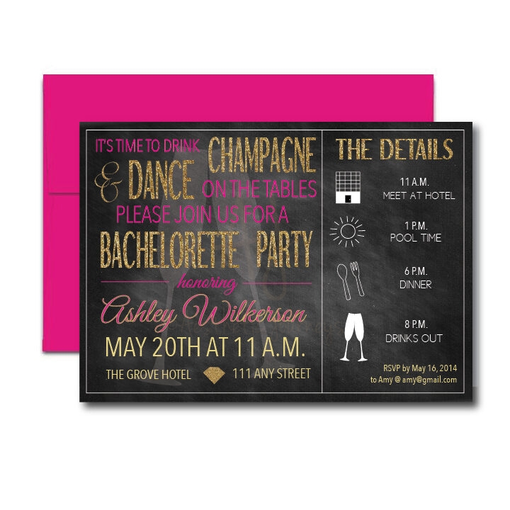 Champagne Themed Bachelorette Invite