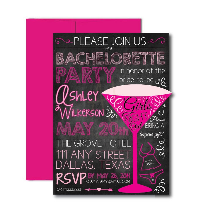 Hot Pink Chalkboard Bachelorette Invite