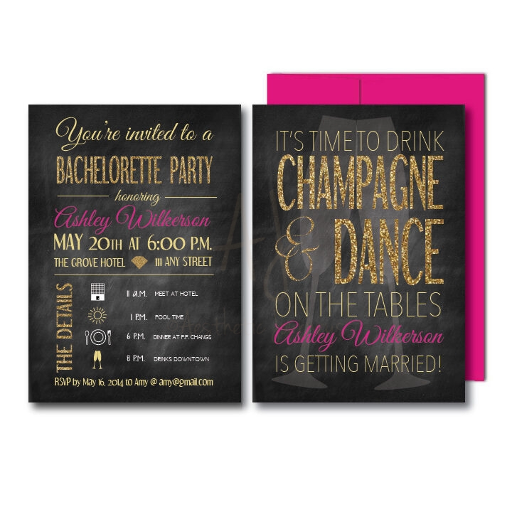 Glitter Champagne Bachelorette Invite