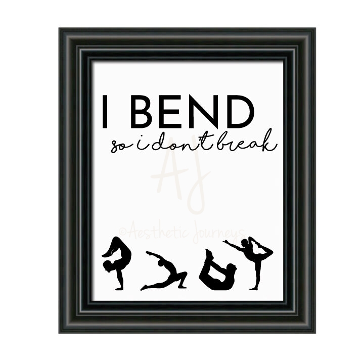 yoga room ideas sign on white background with black frame