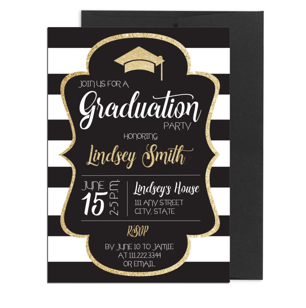 Gold and Black Graduation Invite