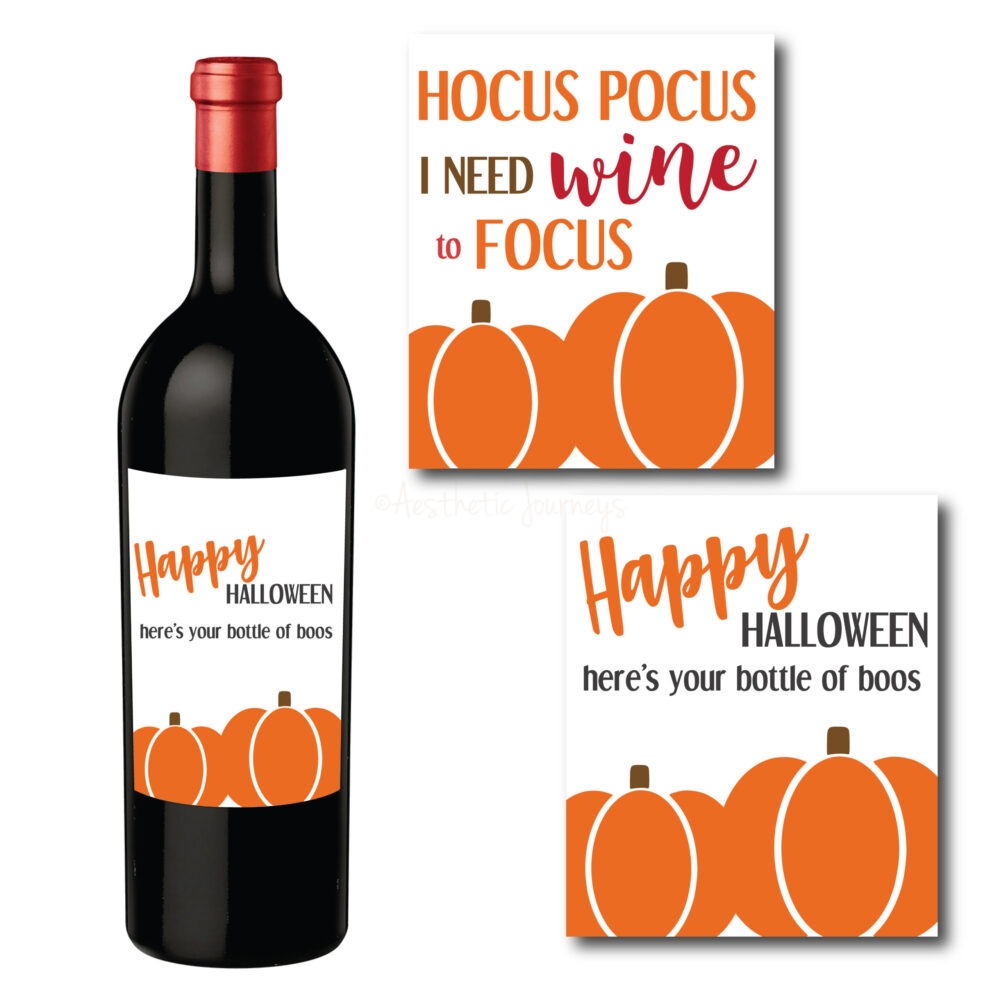Happy Halloween Wine Bottle Labels