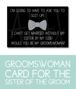 Sister of the Groom Card for the Groomswoman