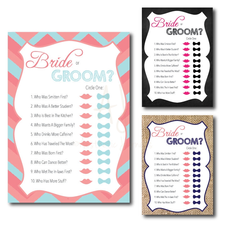 Bride or Groom Printable Shower Game