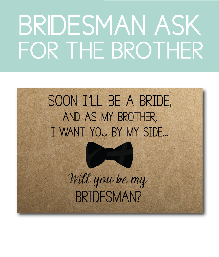 Brother Bridesman Ask Card for the bridal party gifts