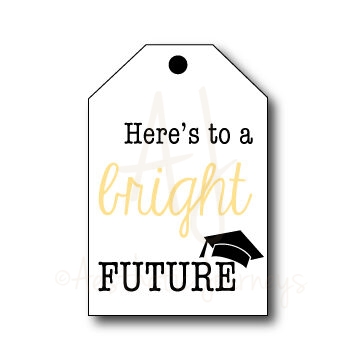 Here's to a bright future gradation party tag on white background