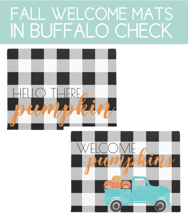 Fun fall welcome mats with buffalo check