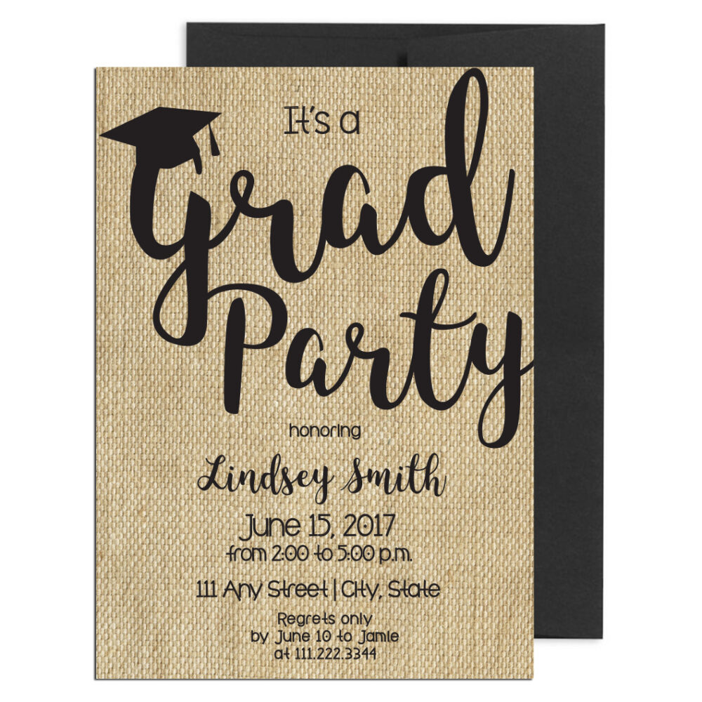 Rustic Burlap Graduation Invite