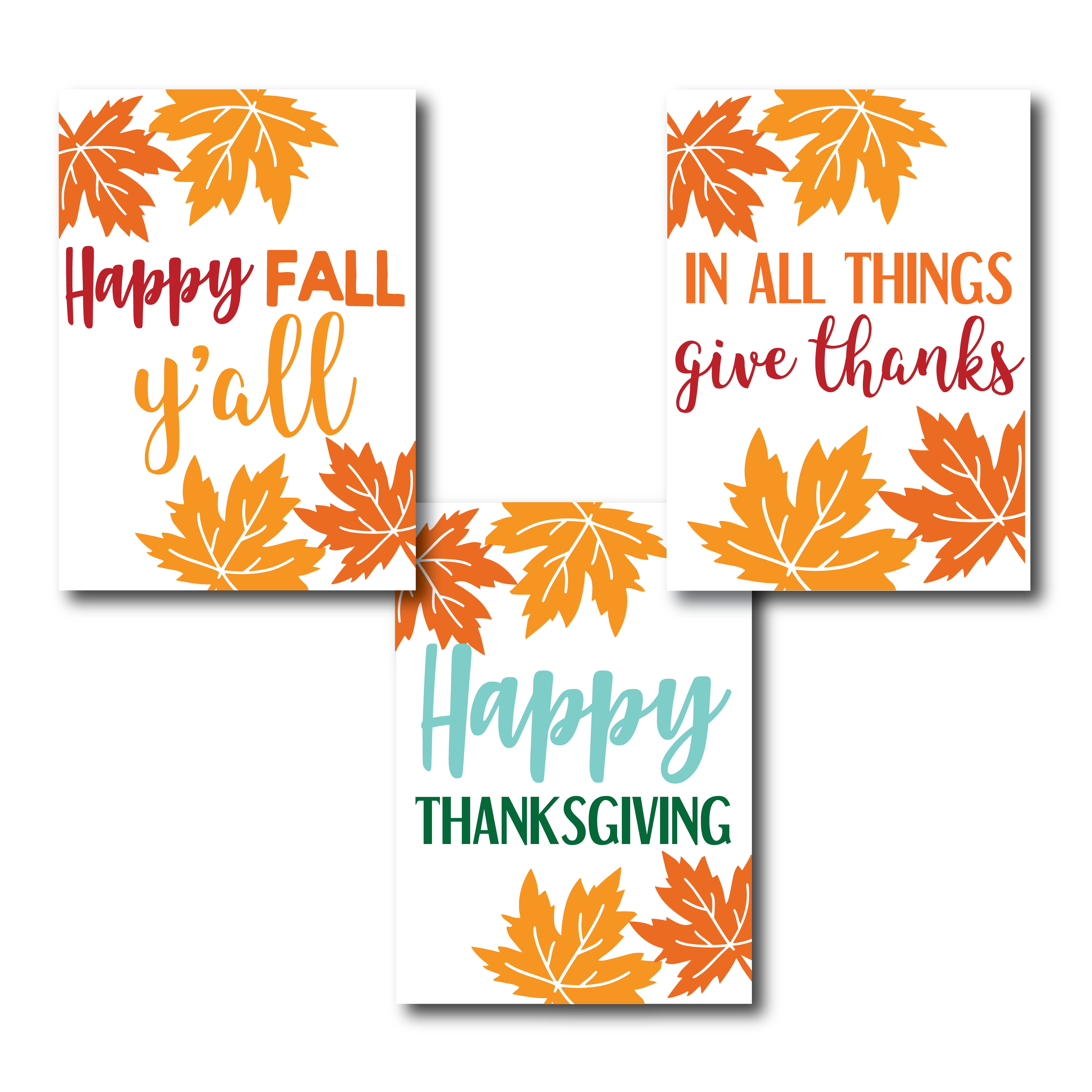 Fall Themed Cards Printable Cards Digital File AJ Design