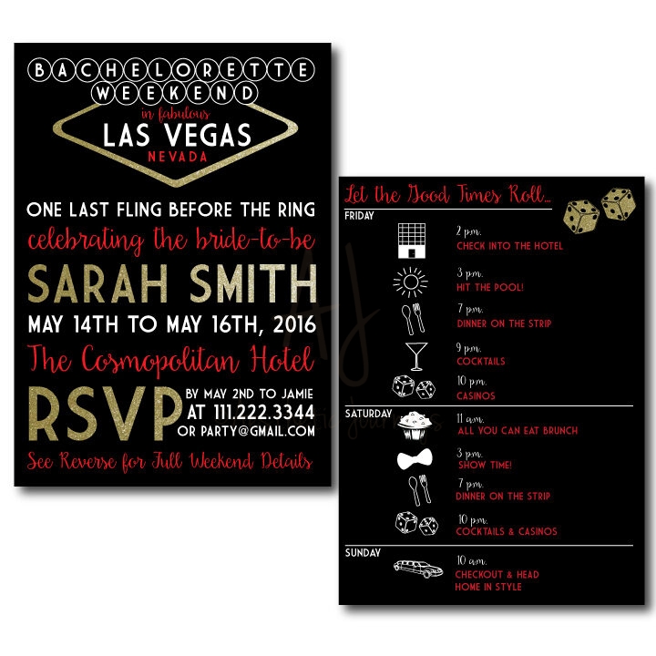 Vegas Themed Bachelorette Invite
