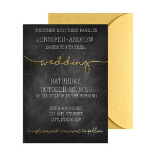 Gold Chalkboard Wedding Invite