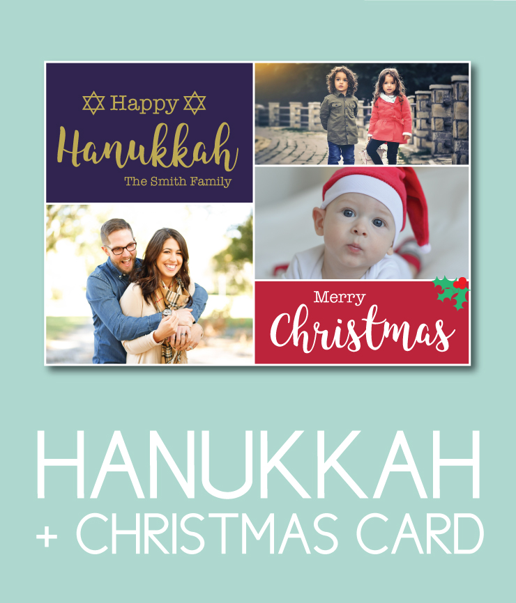 Hanukkah and Christmas Card with Photos