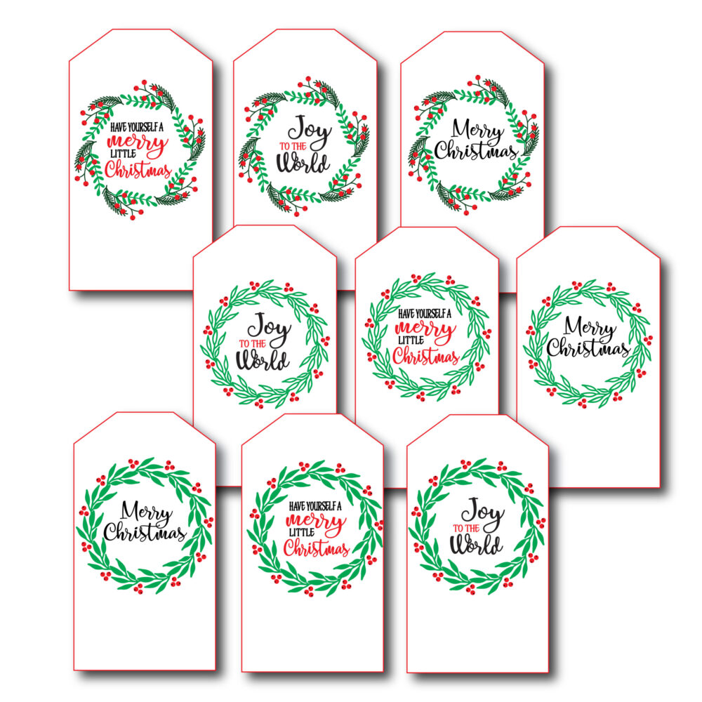 Red and Green Christmas Tags
