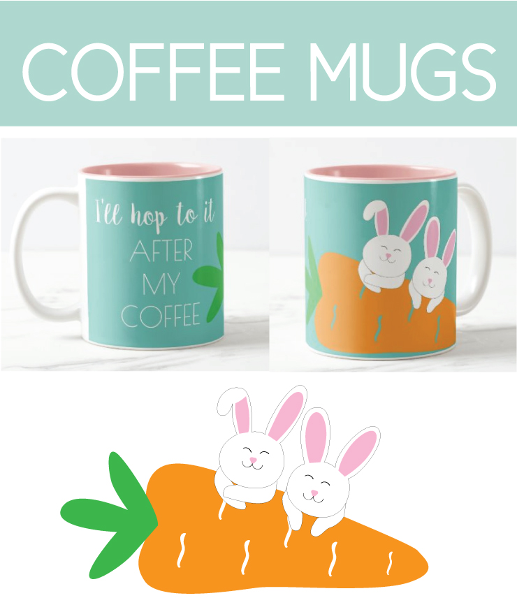 Coffee Mugs with Easter Bunnies