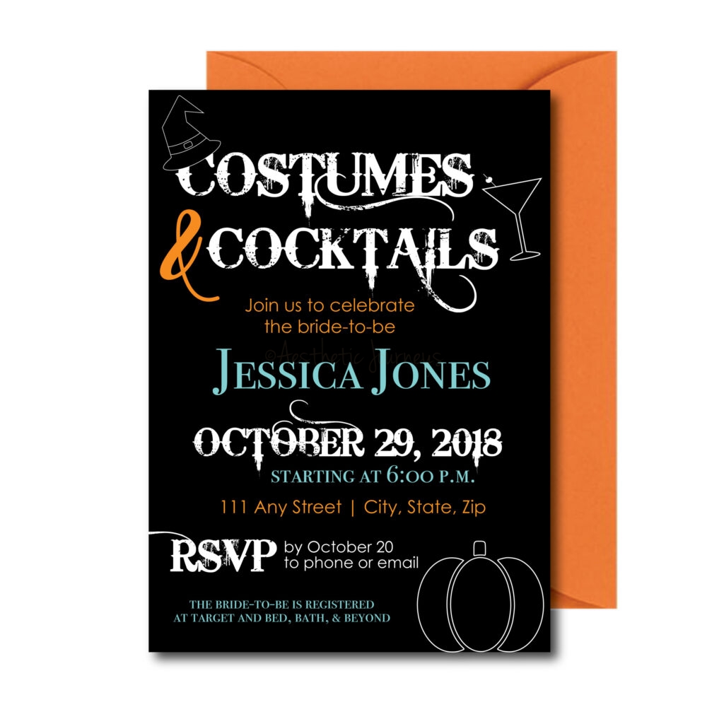 Costumes and Cocktails Bridal Shower Invite