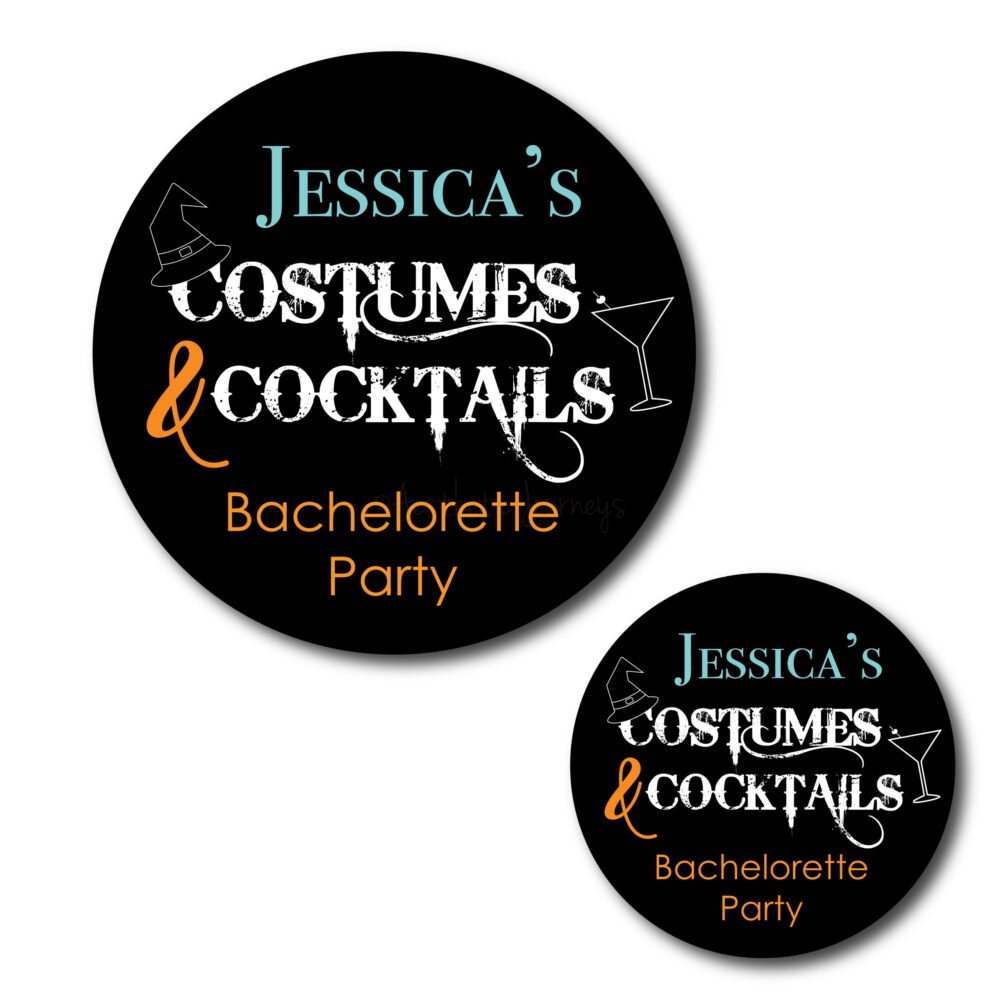 Costumes and Cocktails Bachelorette Stickers