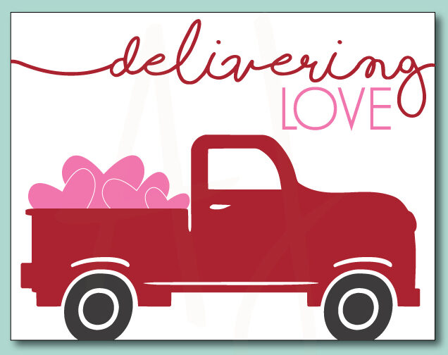 Farm Truck Valentines Decor, Printable Sign
