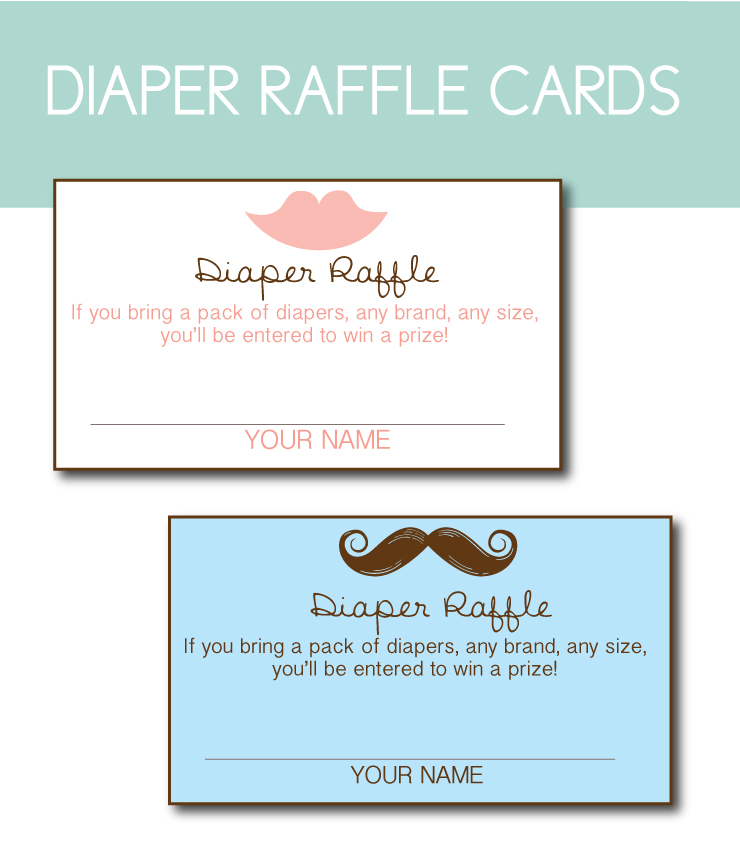 Pink and Blue Diaper Raffle Cards