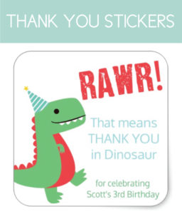 Dinosaur Thank You Stickers