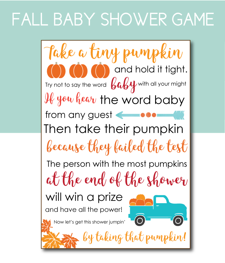 Don't Say Baby Fall Themed Baby Shower Game
