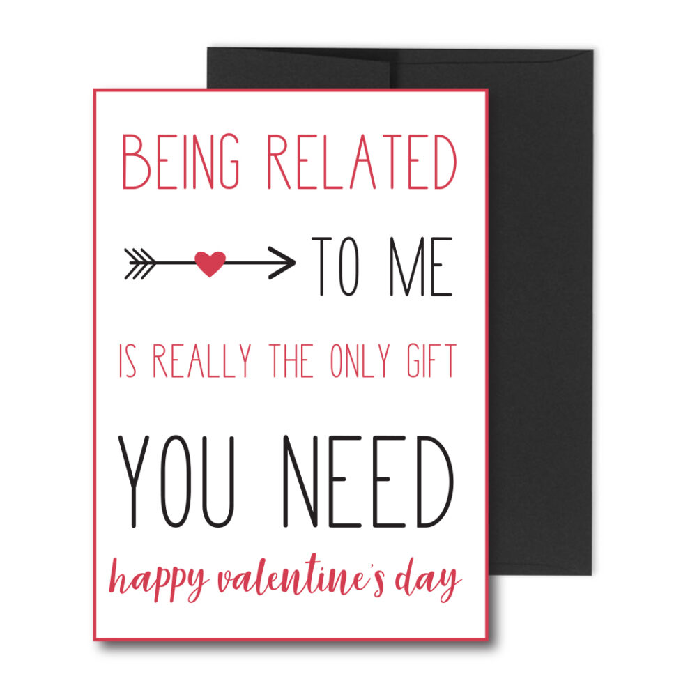 valentine card for a funny valentine idea on white background with envelope