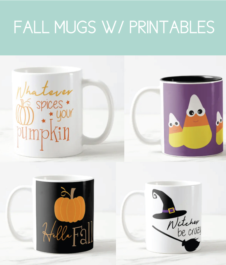 fall mugs with printables