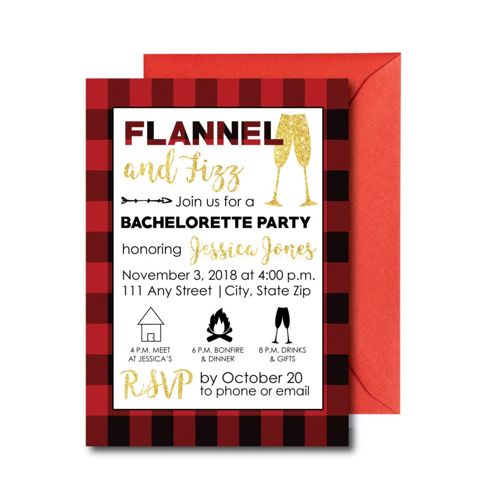 Flannel and Fizz Bachelorette Invite