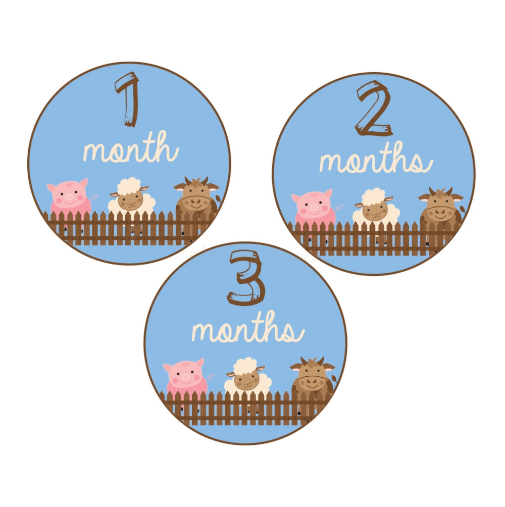 farm animal baby milestone stickers