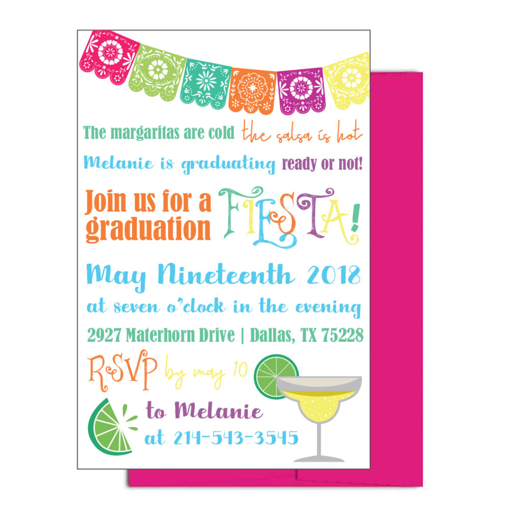 Fiesta Themed Graduation Invite + Envelopes