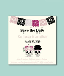 Dia de los Muertos themed wedding save the date