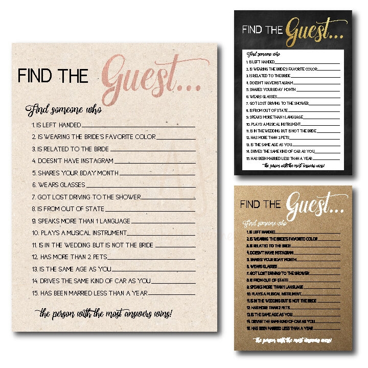 Find the Guest Bridal Shower Game