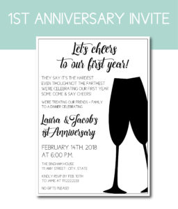 Cheers to One Year Anniversary Invite