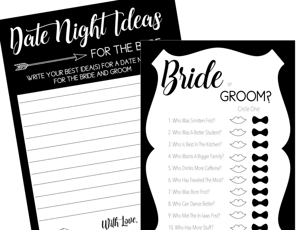 date night ideas and bride or groom games